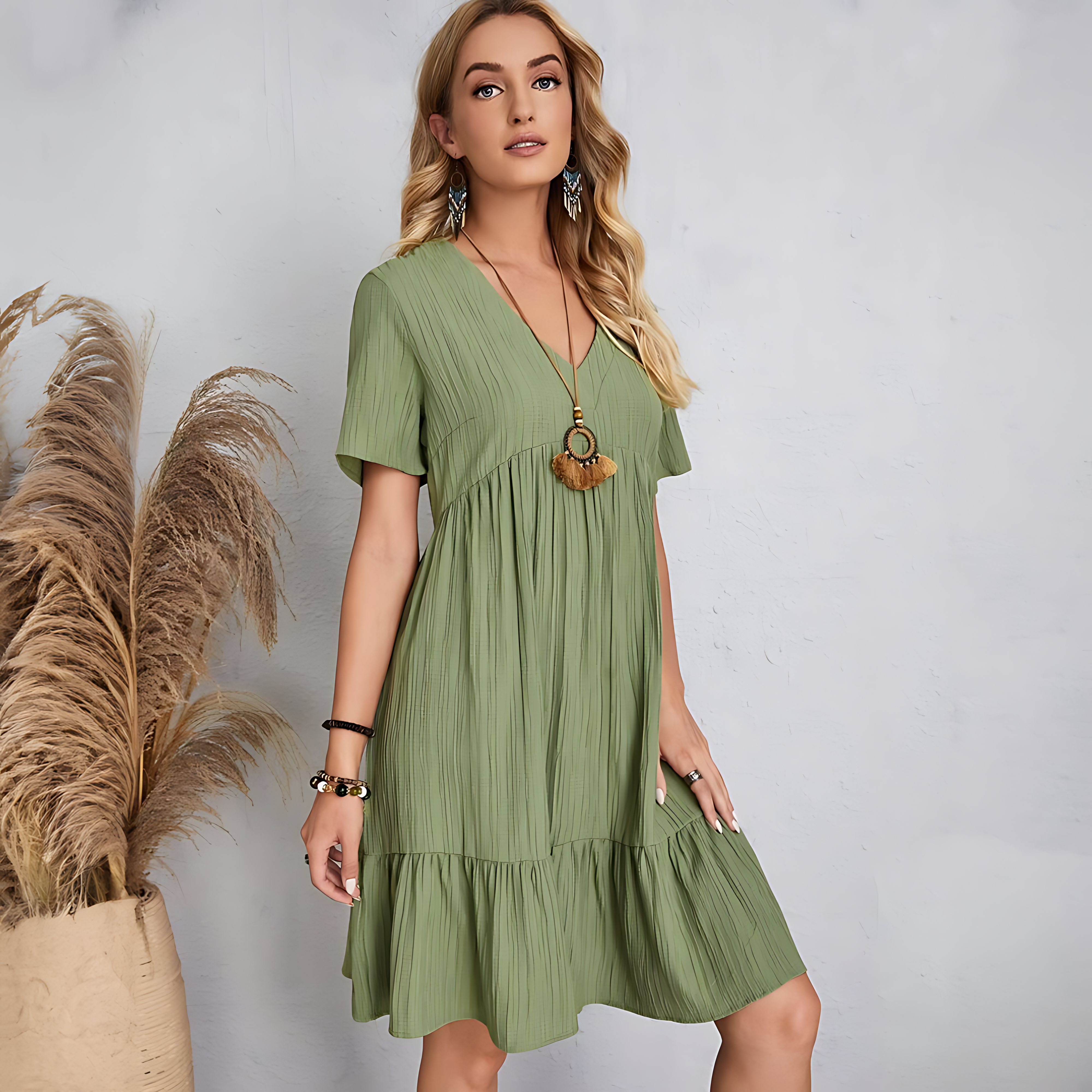 Christien Jurk - Blijf Chic en Koel met de Perfecte Zomer V-Hals Jurk