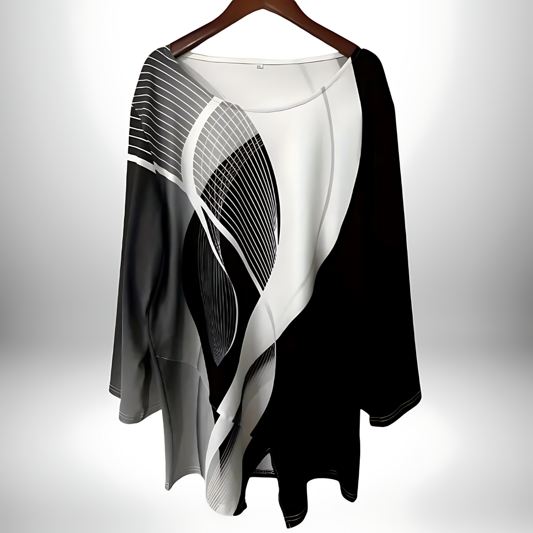 Demi Top - Verhef je stijl met dit moderne geometrische tuniekshirt met lange mouwen