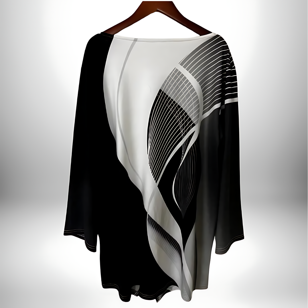 Demi Top - Verhef je stijl met dit moderne geometrische tuniekshirt met lange mouwen