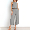 Wendy 2-delige set - Casual Solid Color O-hals mouwloze top met losse broek set